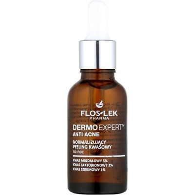 FlosLek Pharma DermoExpert Acid Peel normalizujúca nočná starostlivosť pre pleť s nedokonalosťami Anti Acne Antibacterial Program 30 ml