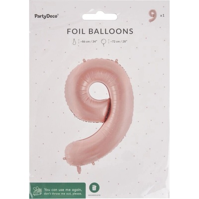 PartyDeco Balónek fóliový číslo 9 béžový 72cm