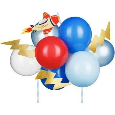 PARTYDECO Sada balónků na narozeninový dort Letadla 29cm