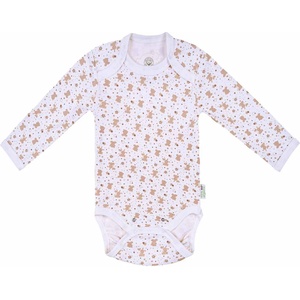 Bio Baby Боди с дълъг ръкав Bio Baby - Органичен памук, 80 cm, 12 месеца, с бежов принт (97220131) - baby