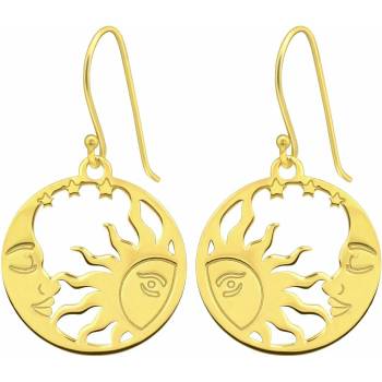 Image 1 of Bijutanki Позлатени Висящи Сребърни Обеци - Слънце и Луна