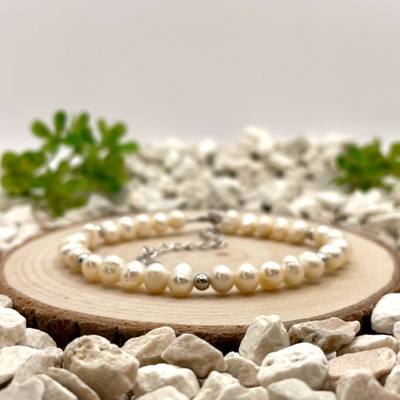 Certom stříbrný náramek perlový náramek 0218