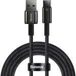 Baseus - Кабел за данни Tungsten Gold (CAWJ000101) - USB към Type-C, Супер бързо зареждане, 100W, 480Mbps, 2 м - Черен