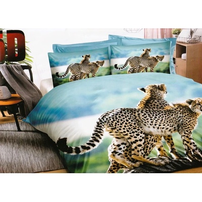 Beilai 7-dielne 3D obliečky Leopard Modrá 140x200 70x90 40x50
