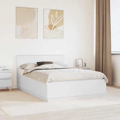 vidaXL Рамка за легло с таблото Бяло 140 x 200 cm Инженерно дърво (3408166)