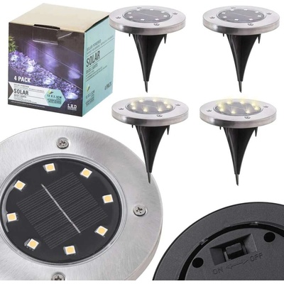 KIK Наземно монтирано слънчево градинско осветление 8LED 4pcs хладно бяло (KX4964_1)