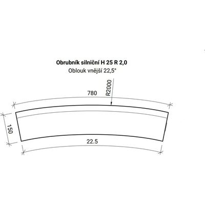 CSB Obrubník H Oblouk R2 vnější šedý 1 ks
