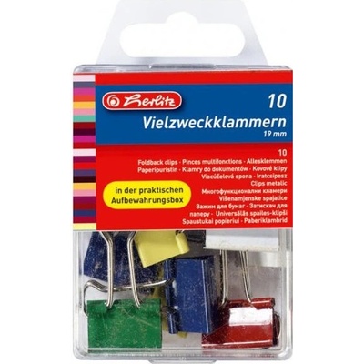 Klipy na dokumenty Herlitz 19mm farebné 10ks