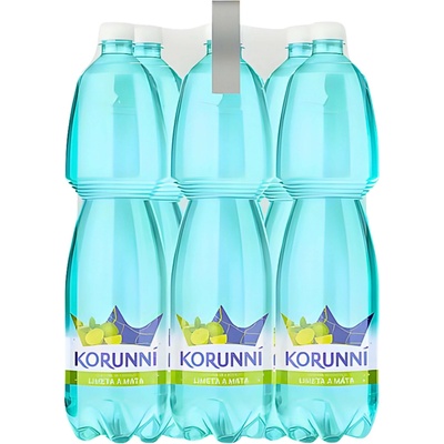Korunní Jemně perlivá s příchutí limeta a máta 6 × 1,5 l