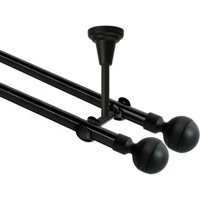 OK-GarnýžeCZ Garnýž kovová dvouřadá 19mm Gabi double černá 480 cm do stěny / na tunýlek - bez kroužků