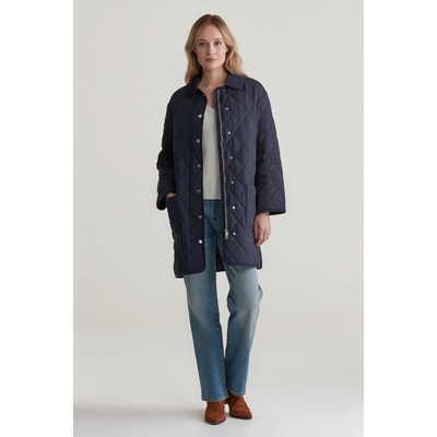 GANT QUILTED COAT WITH CORD DETAILS modrá
