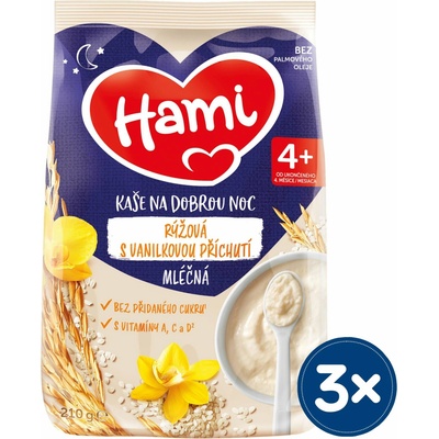 Hami mléčná kaše rýžová s vanilkovou příchutí 3× 210 g