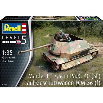 Revell Сглобяем модел, Revell, Танков разрушител Marder I - 7, 5cm Pa. K. 40 (Sf. ) Auf Geschutzwagen FCM 36 (f), 245 части (R03292)