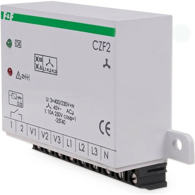 CZF-2 - Relé pre kontrolu výpadku fáz, kontrola kontaktov, 3x 400V, 10A, 1x NO