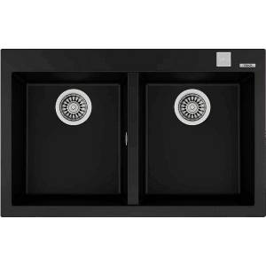 Teka Гранитна мивка, авт. клапан, за шкаф 80 см ForSquare 2B 790 TG ЧЕРНА (M.1029.ЧЕ) - xmall Мивка за вграждане