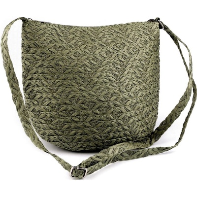Kabelka z papierovej slamy crossbody 23x30 cm khaki zelená