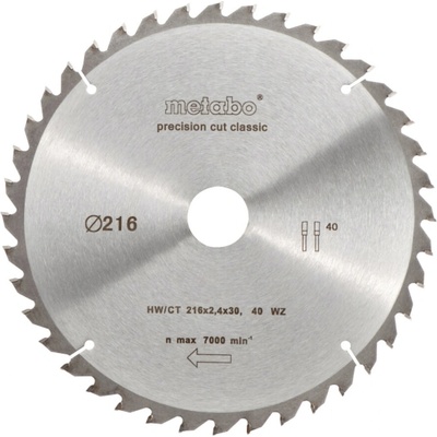 Metabo (Аccessories) Диск за циркуляр 216x2.4x30 mm - 48 зъба WZ, 5° neg (628060000)