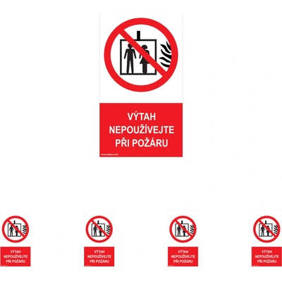 Walteco Výťah nepoužívajte pri požiari 80x150mm, samolepka Množstvo: 5 ks , 20008BP1