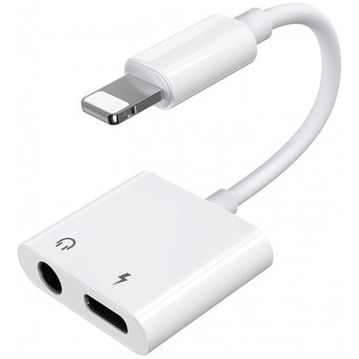 Joyroom adaptér Lightning - Lightning / 3.5 mm jack biely S-Y104