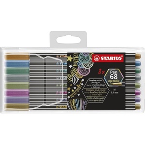 STABILO Комплект флумастери, Stabilo, Pen 68 Metallic ST6808/8-11, 8 цвята (ST6808/8-11)