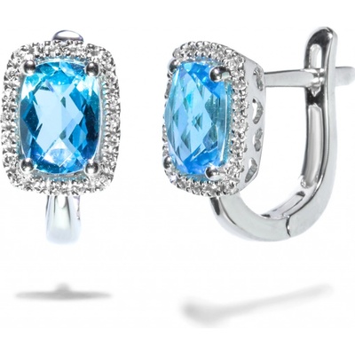 Blink-Blink elegantné diamantové náušnice z bieleho zlata s Topásom 3356BTG