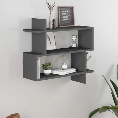 TopMebel Paralel меламинов стенен рафт в антрацит цвят 70x22x65см