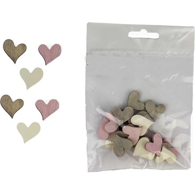 Srdiečka drevené mix 2 cm / 24 ks