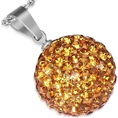 Šperky eshop Přívěsek z oceli oranžovozlatá kulička třpytivé zirkony 12 mm SP38.18