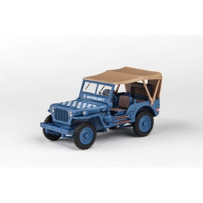 Abrex Cararama Ton Military Vehicle Soft Top Blue With Sandy Soft Top 1:43