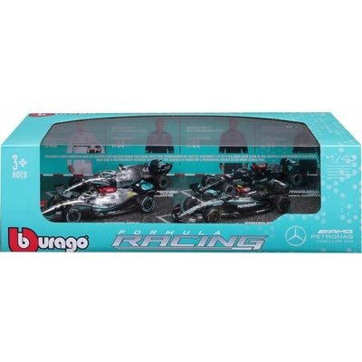 Bburago Mercedes-AMG F1 NO44 Lewis Hamilton dárkový set 4ks 1:43
