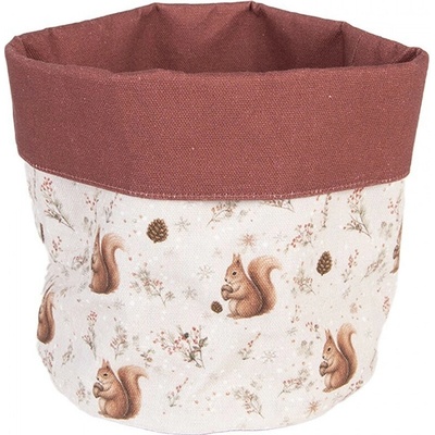 Béžový látkový košík na pečivo s veverkami Tiny Squirrel - Ø 15*16 cm - Clayre & Eef