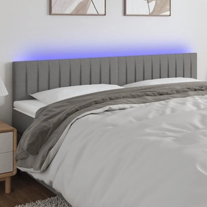 vidaXL LED горна табла за легло, тъмносива, 180x5x78/88 см, плат (3121865)