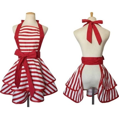 Cakesicq Kuchyňská zástěra s červenými pruhy