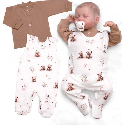 Baby Nellys Kojenecké dupačky s košilkou bavlna Roztomilý medvídek, ecru – Zboží Dáma