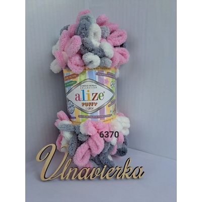 Alize Puffy Color 6370-biela-ružova-siva