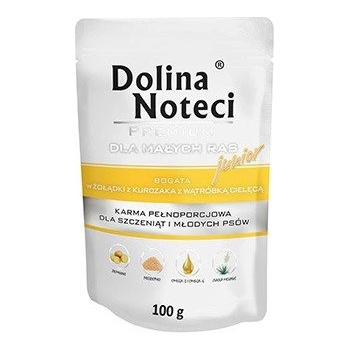 Dolina Noteci PREMIUM за кучета от малки породи JUNIOR, богато на пилешки стомаси с телешки черен дроб, 100 г пакетче