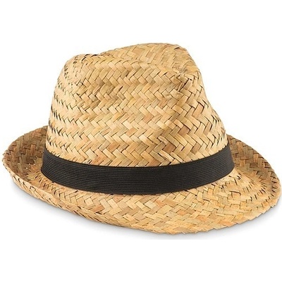 Prírodný slamený klobúk s čiernou stuhou
