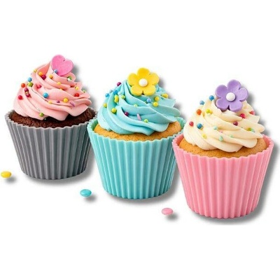 Dortisimo Silikonové košíčky na muffiny růžové modré a šedé 6 ks 4,5 cm