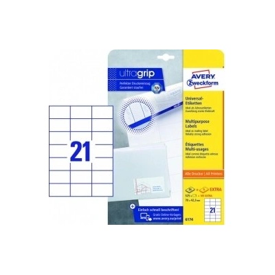Etikety univerzálne 70x42,3mm Avery A4 25+5 hárkov
