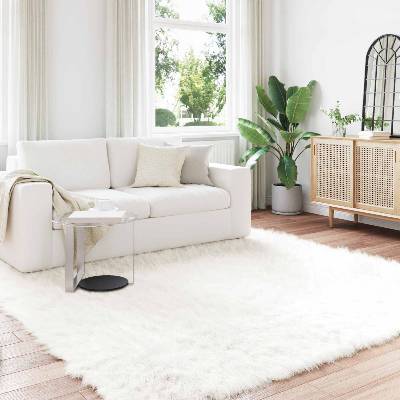 vidaXL Изкуствена овча килим TAFALLA Бяло 240 x 240 cm Полиестер (42021468)