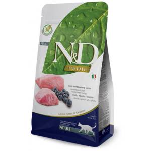 Farmina N&d cat prime feline lamb & blueberry adult - пълноценна храна за пораснали котки над 1 година, с агнешко и боровинки - 1500 гр pnd0150041