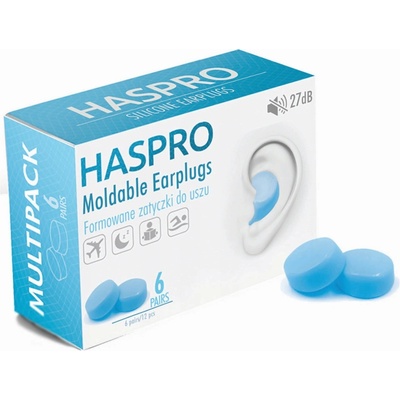 Haspro Formované štuple do uší Mold 6P, modré, 6 párov