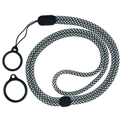 Snúrka na krk s dvěma silikonovými kroužky black grey