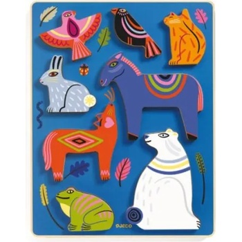 Image 1 of DJECO - Дървен релефен пъзел - Животни (DJ01065)