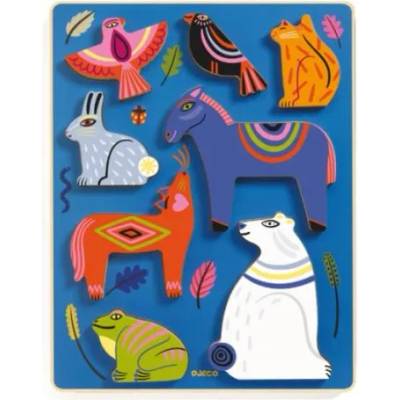 DJECO - Дървен релефен пъзел - Животни (DJ01065)