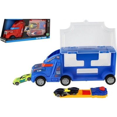 Teddies Auto kamion přepravník + auto 2ks plast 28cm na volný běh