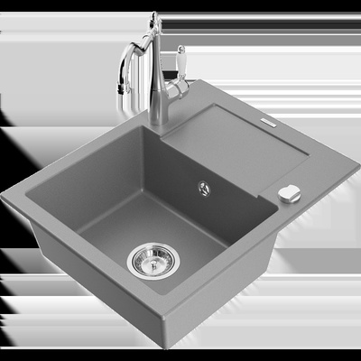 Enzo гранитна мивка с 1 отделение с дренаж и кухненски смесител Carla, (6506-71-670700-00)