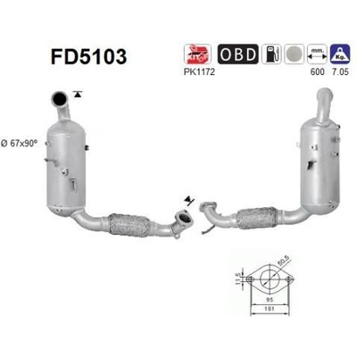 Filtr sazových částic, výfukový systém AS FD5103