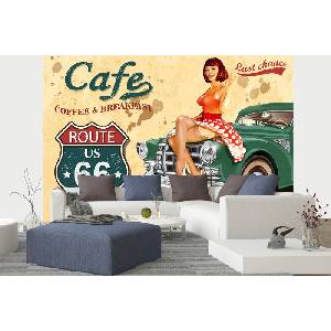 DIMEX ART Самозалепваща се флизелинова фототапета плакат на кафене по route 66 375 x 250 см