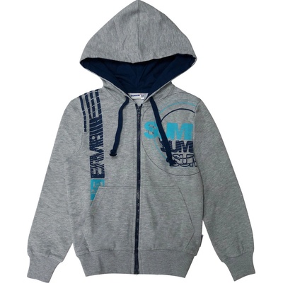 Winkiki Kids Wear Chlapecká mikina s kapucí SUM šedý melanž